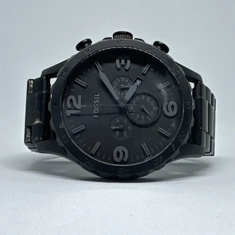 Fossil JR1523 Men's Black Stainless Steel Analog Dial Chronograph Watch HME355